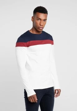 Pier One Langarmshirt - Offwhite/dark Blue