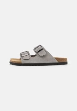 Pier One LEATHER UNISEX - Pantolette Flach - Grey